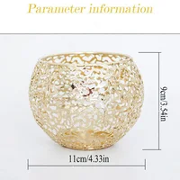 Retro Candle Holder Electroplating Metal Iron Ball Candlestick Creative Hollow Out Candle Cup Party Wedding Home Desktop Decor 6