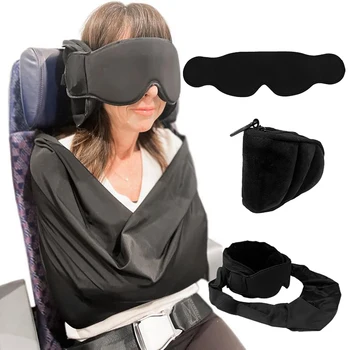 1 Set Memory Foam Travel Kit - Neck Pillow + Eye Mask, Machine-Washable Breathable Cover 1