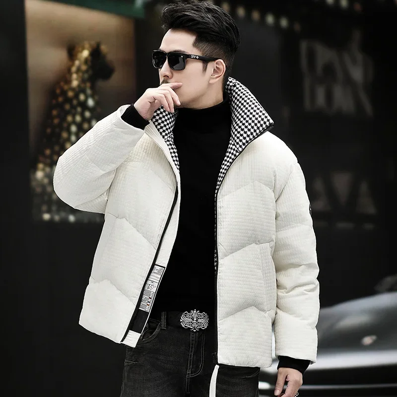 90 White Duck Down Autumn and Winter Men's New Down Coat with Thousand Bird Grid Light Luxury and High end Thickened Insulation