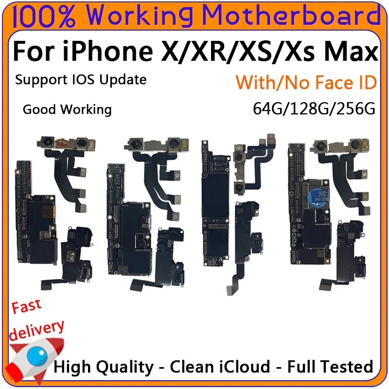 

Fully Tested Motherboard Clean iCloud For iPhone XR/ X / Xs Max Motherboard With Face ID unlocked Support iOS Update Logic Board