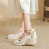 Chunky Block Pumps for Women Slip On Low Heel Closed Round Toe Dress Classic Mid Square Shoes Wedding Party Mary Jane Shoes 2