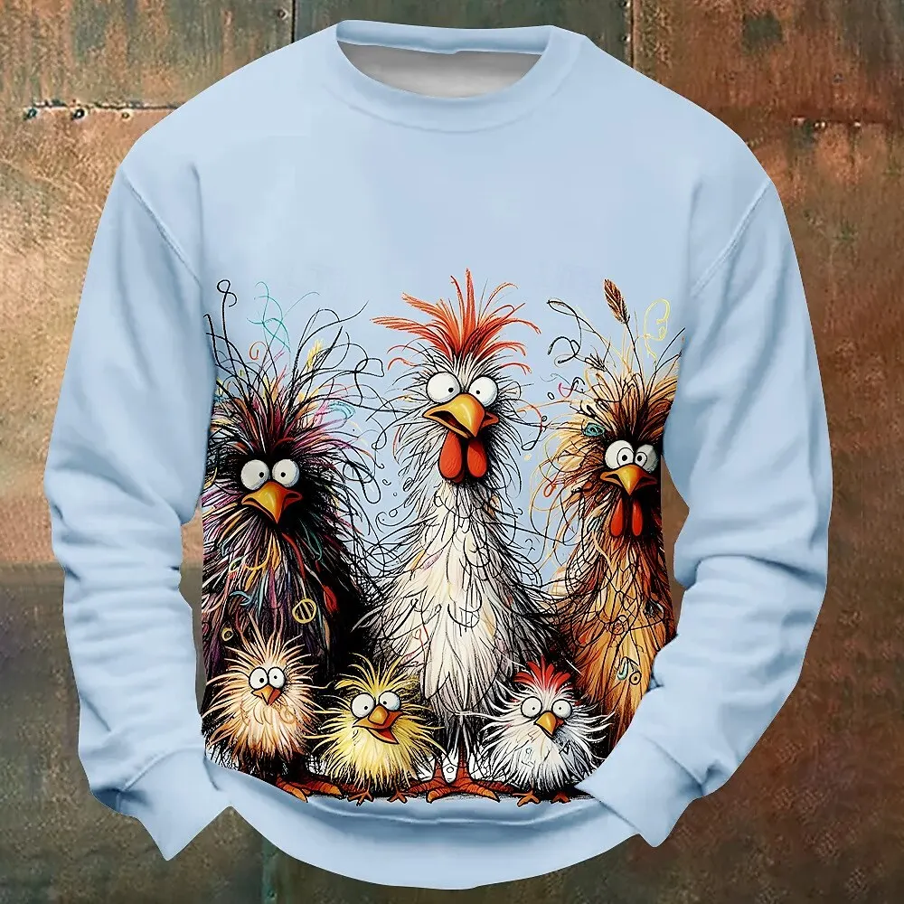 thumbnail image 1 of Suéter con estampado 3D de animales para hombre, sudadera con capucha con estampado de pollo, moda callejera, hip-hop, deportes, cálida, informal, 1 of 5
