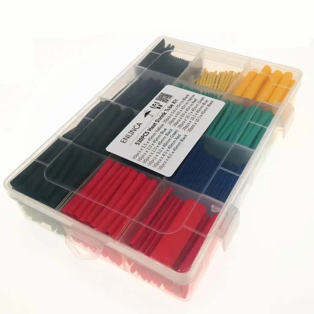 Polyolefin Shrinking Heat Shrink Tube Wire Cable Insulated Sleeving Tubing Set 2:1 Waterproof Pipe Sleeve 530pcs/Set