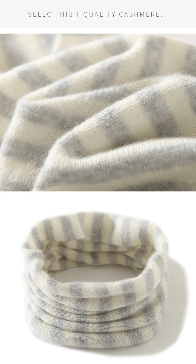 Herbst Winter Warm Hals Wärmer 100% Wolle frauen Schal Koreanischen Stil Gestrickte Vielseitig männer Hals Abdeckung Pullover Gestreiften schal – Detail 14