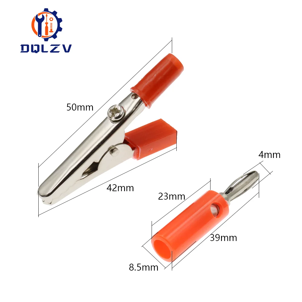 10PCS 50mm Plastic Handle Test Probe Metal Alligator Clips Connector Connect Socket Plug for Battery 4MM Banana Plug alligator clips test probes test clip test hooks clips test leads alligator clip adapter