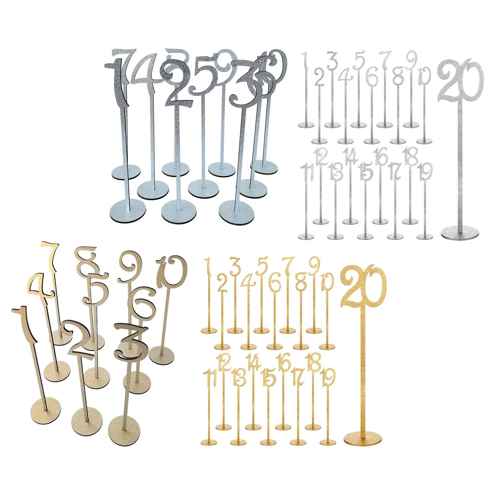 Table Numbers Table Number Cards Wooden Decorative Stands Number Holders Place Card Holders for Wedding, Anniversary
