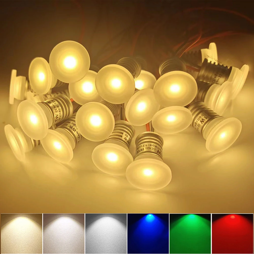 

Mini Acrylic LED Downlight Led Stairs Wall Light 1W DC12V Recessed Cabinet Spot Lamp 13mm Cutout Staircase Step Ceiling Lights