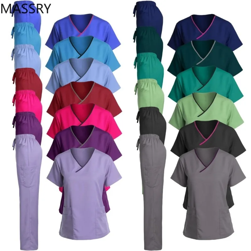 

Slim Fit Medical Scrubs Uniform Women Scrub Sets Nursing Accessories Hospital Surgery Gowns Dental Clinic Beauty Salon Workwear