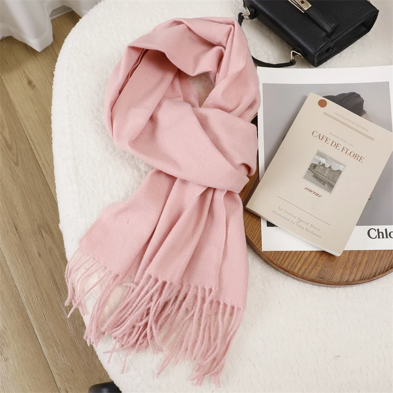 2023 Winter Frauen Schals Lange Warme Gradienten Imitation Kaschmir Hijab Solide Dame Schal Wrap Weibliche Pashmina Bandana Kopf Schal – Detail 23