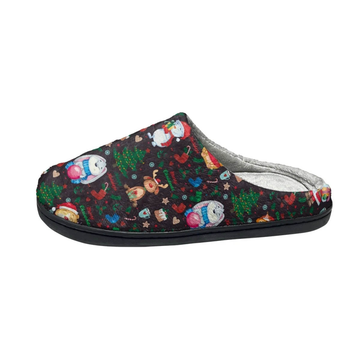 Christmas Print Casual Women Slippers Dropshipping Comfort Home Flats Cotton Slippers Autumn Winter Warm Couple Home Footwear