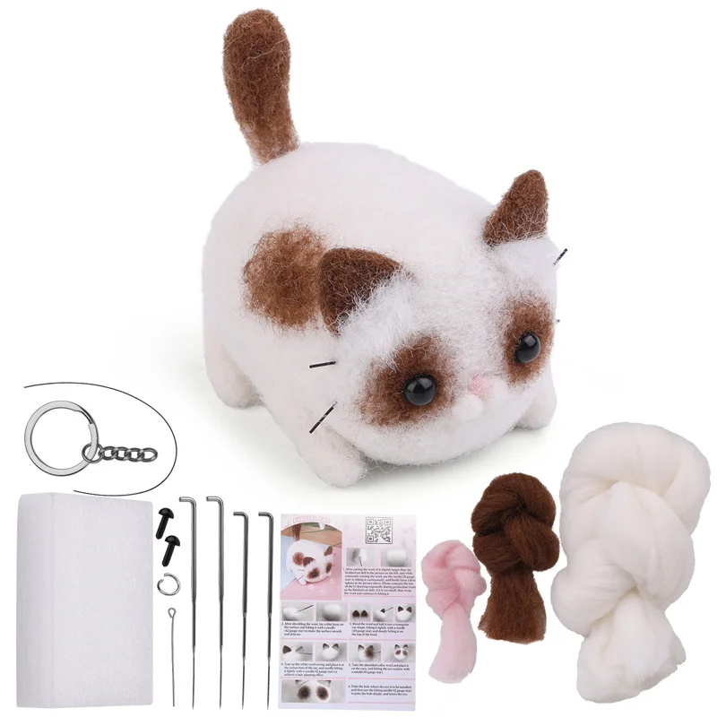 Wool Felt Handmade DIY Material Pack Cat and Dog Series Set Animal Felt with English Manual
