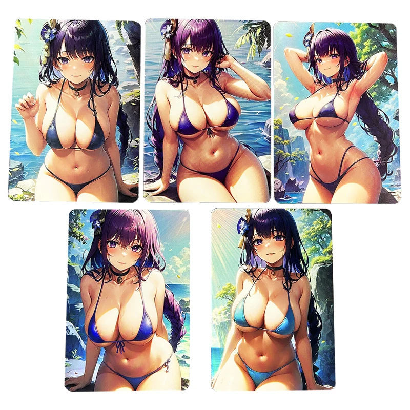 

5 шт./компл., самодельный купальник Genshin Impact Beelzebul, кавайная коллекция, карточка, рефракционный цвет, флеш-крафт, игра, коллекционная карточка