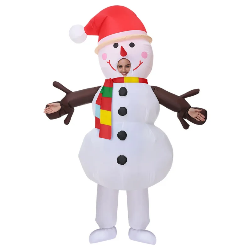 

Взрослый семейный Рождественский надувной костюм снеговика с шляпой, смешной Пурим для Хэллоуина, Детский костюм для ролевой игры