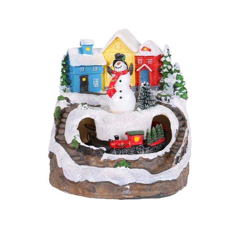 

Captivating Christmas Ornament Glowing Resin House Decoration with Snow Scene Drop Shipping