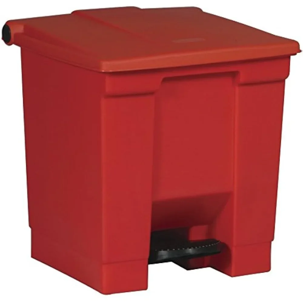 

Red Wastebasket Commercial Products Front Step On Trash Can Bin 8 Gallon Household Cleaning Tools Accessories Home Freight free