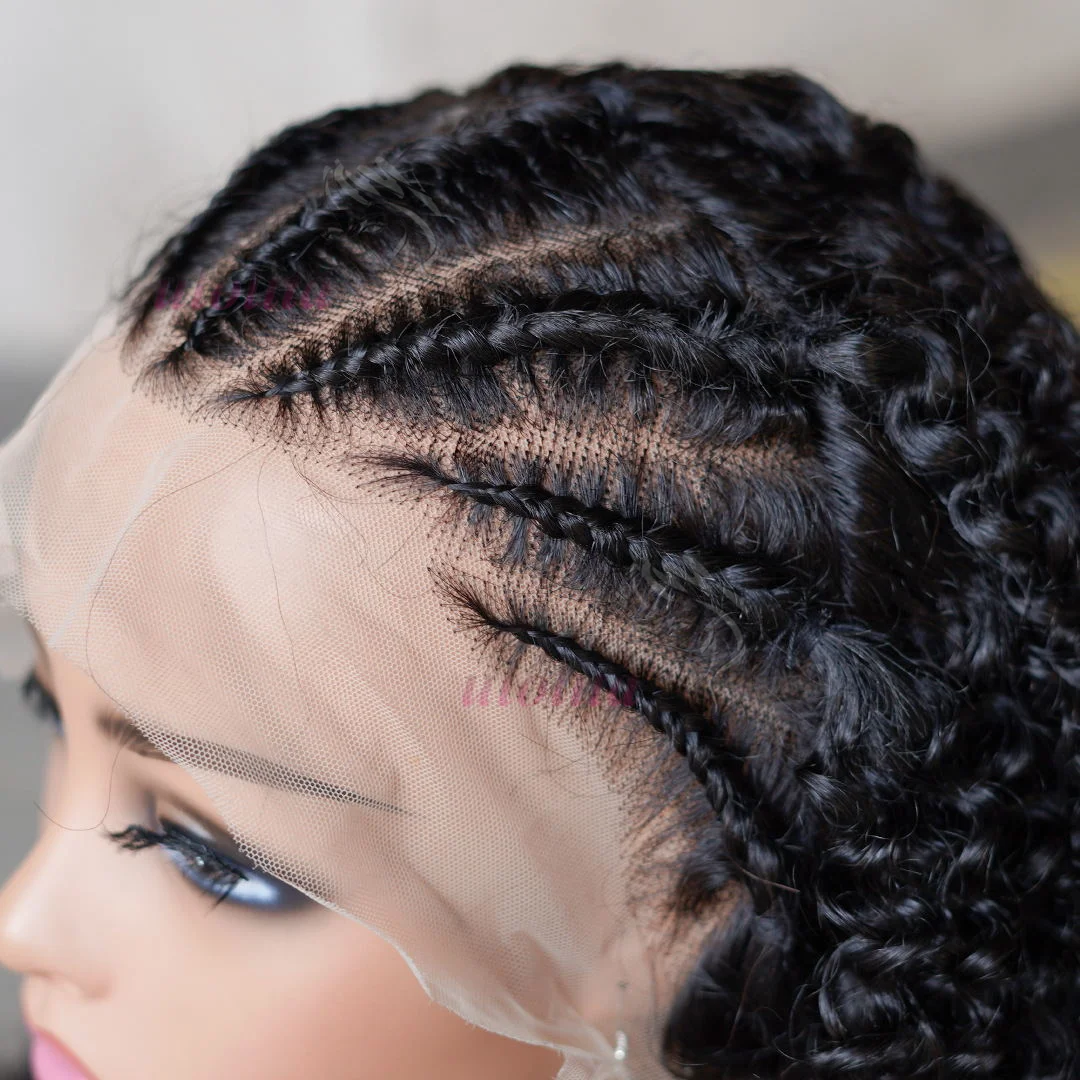 여성용 레이스 브레이드 가발, 아프로 킨키 곱슬 레이스 프론트 가발, 천연 블랙 250% 밀도, 브라질 레미 헤어, 13x4, 16 인치