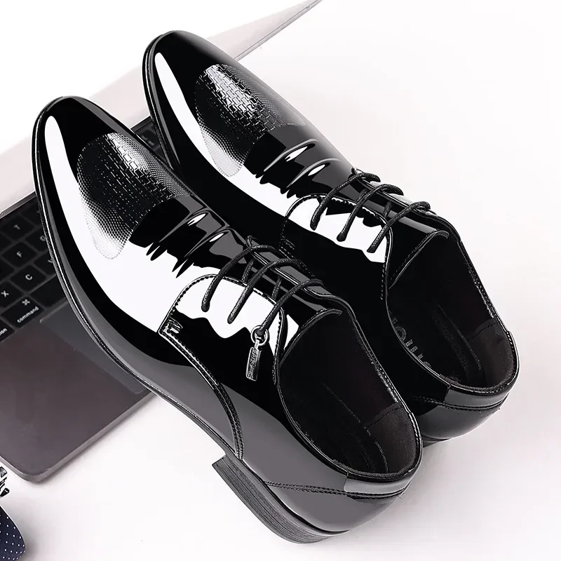 Mens Dress Shoes Men Dress Shoes Oxfords Patent Leather Shoes Lace Up Formal Leather Wedding Party