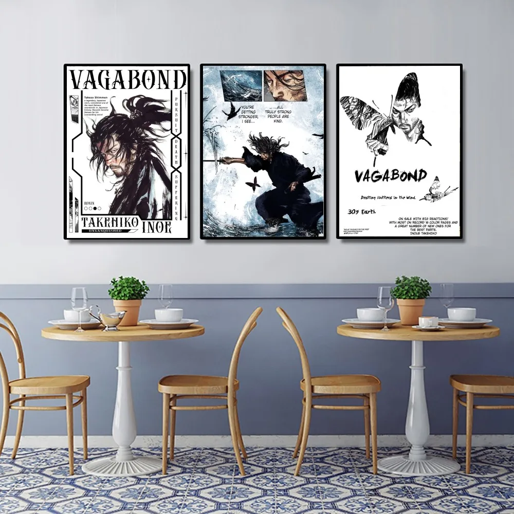 Vagabond Manga Vintage Poster, Kraft Club Bar Paper, Wall Art Painting, Bedroom Study Stickers
