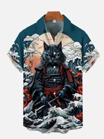 Men's Shirt Dragon Print Casual Daily Tops 3D Printing Short Sleeve Shirt Summer  Fashion Unisex Hawaiian Samurai Cat Shirts 1