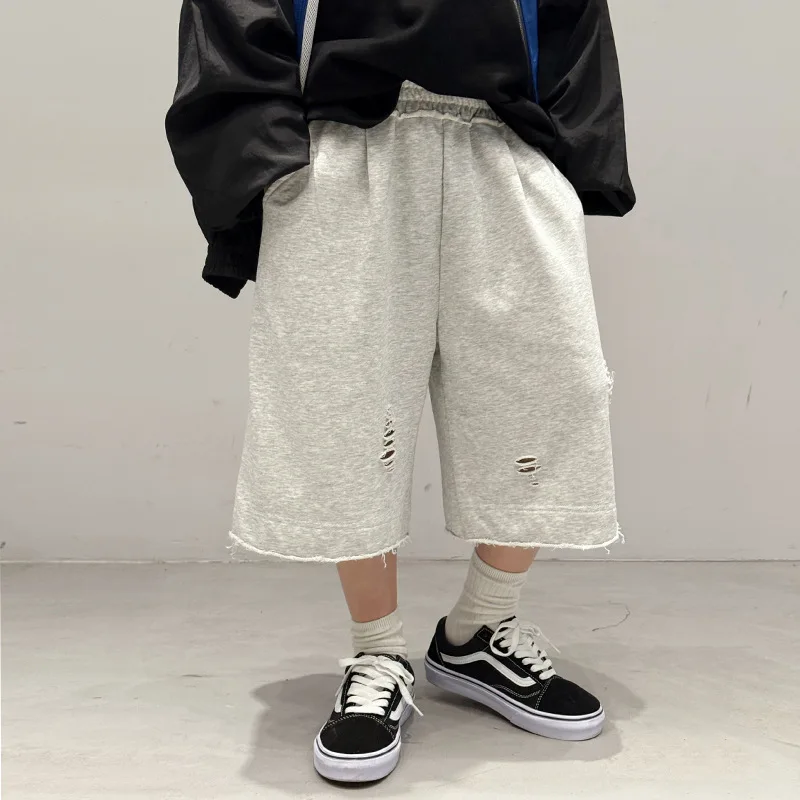Baoduo children's clothing boys summer ripped pants shorts new medium pants thin sweatpants tide