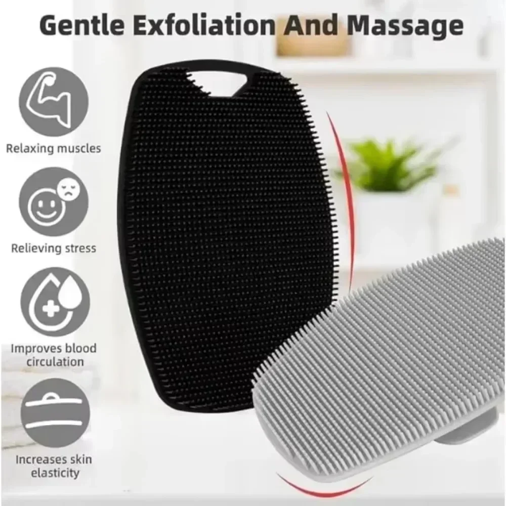 Exfoliating Silicone Brush Cleanser No Slip Handle Body Scrubber Cleans and Massages Skin Bathroom Accessories Bath Brush exfoliating shower brush bath brush exfoliating scrubber exfoliating shower scrubber exfoliating bath brush