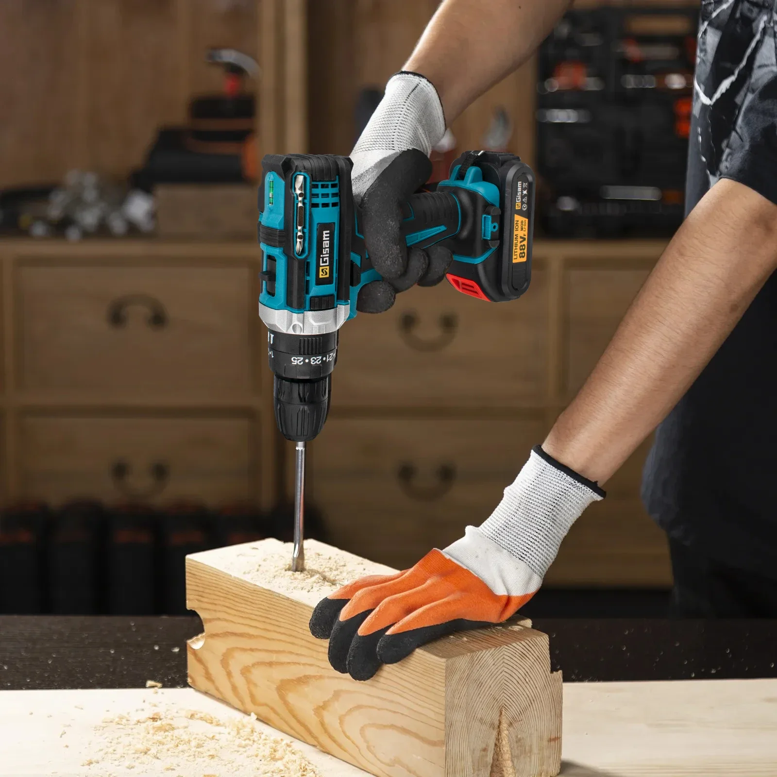 Wiredless Impact Drill Screwdriver Rechargeable Battery Cordless Hammer Drill 25+3Torque Setting Electric Screwdriver Power Tool 2