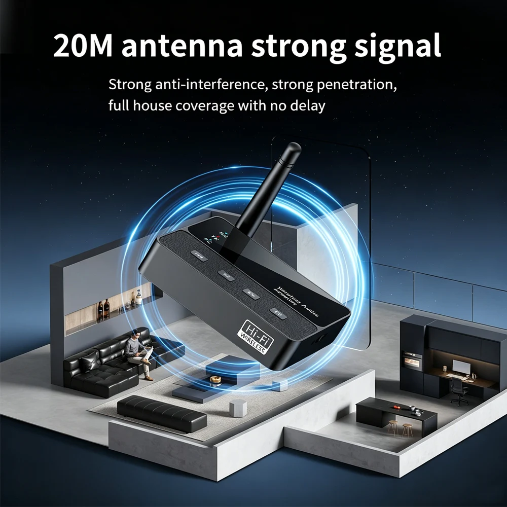 KEBIDU Bluetooth 6.0 송신기 수신기 낮은 대기 시간 무선 오디오 어댑터 3.5mm AUX RCA HIFI TV 스피커 용 무손실 사운드 Bluetooth 6.0 Transmitter Recei