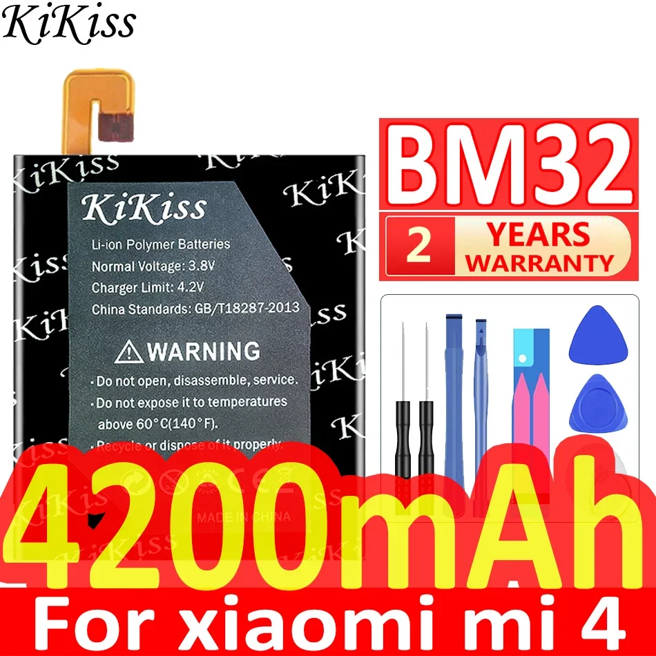 

4200mAh BM32 Battery For Xiaomi Mi 4 M4 Mi4 16GB 64GB BM 32 Replacement Phone Batteries Accumulator With Repair Tools Kit