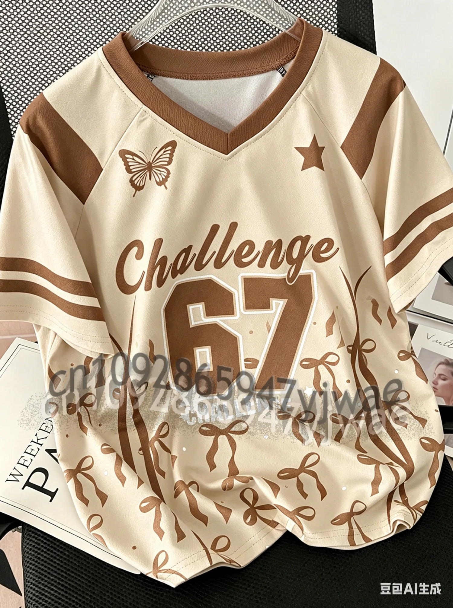 2026 Women Girls Challenge 67 Sports Team Uniform Short Sleeve T-Shirt Graphic Tee Baseball Jerseys Stripe Plus Size T -Shirt 6