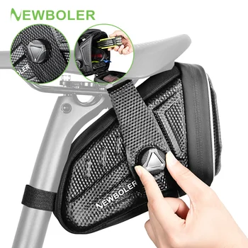NEWBOLER Borsa da sella per bicicletta Borsa da coda per bicicletta da strada con guscio rigido in EVA impermeabile Borsa posteriore per bici a strisce riflettenti Accessori per bici
