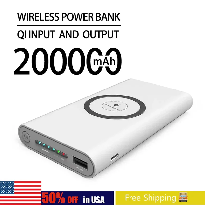 

200000mAh Wireless PowerBank TwoWay Wireless Fast Charging Portable Charger Power bank Type-C External Battery For XIAOMI IPhone