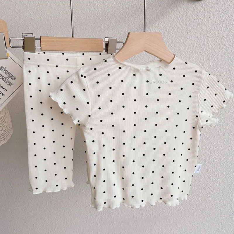 2025 Summer New Girls Home Clothes Costume Short-sleeved Floral Suit Baby Two-piece Set Korean Version Pajamas Homewear Suit 3
