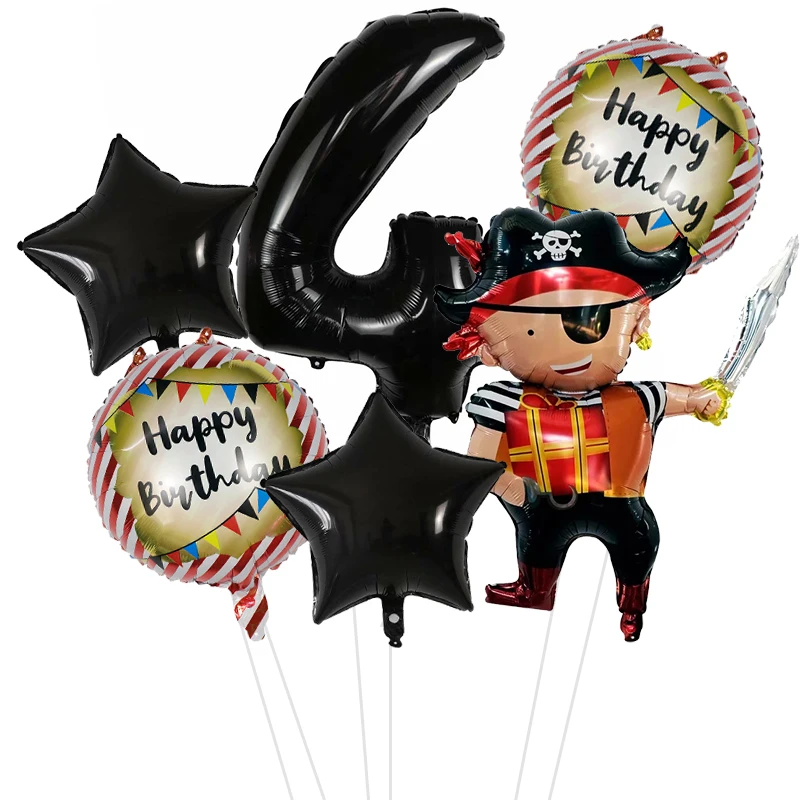 6 stücke Cartoon Piraten Ballon Kinder Spielzeug Junge Geburtstag Party Dekoration Baby Dusche Piraten Thema Halloween Shark Ballon Liefert – Detail 5