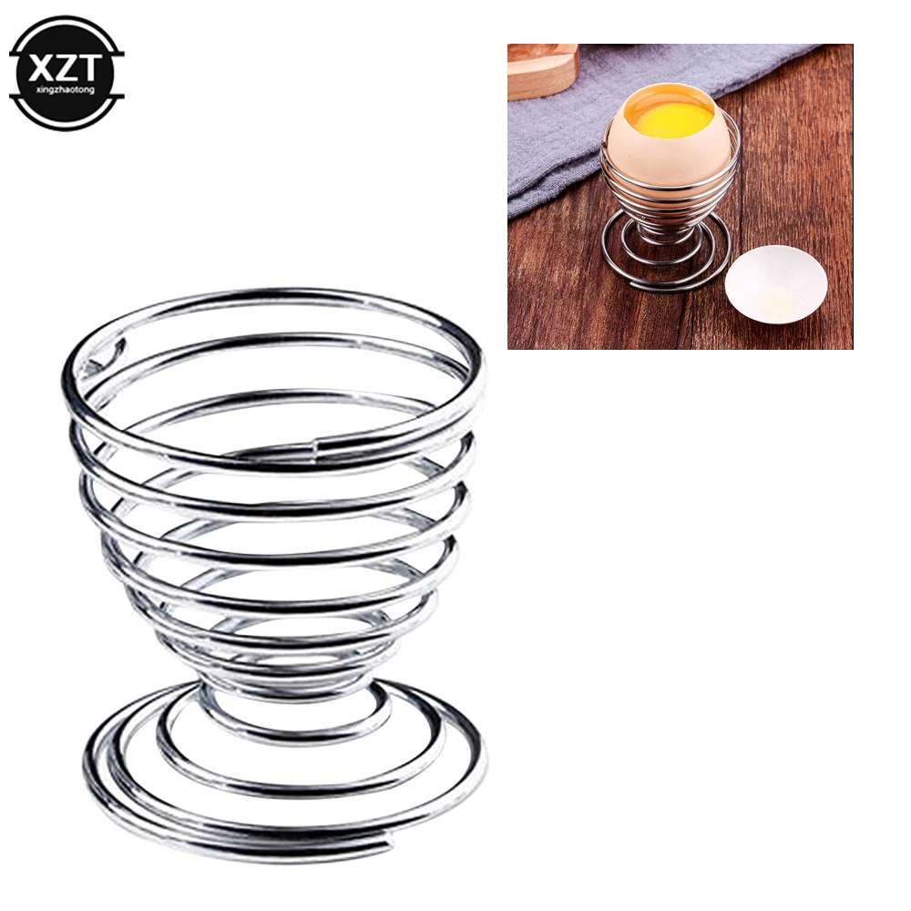 2pcs Stainless Steel Boiled Egg Cups Stand Rack Eggs Spring Holder Kitchen Cooking Tool Holder Cooking Tool Kitchen Gadgets for Egg Cup Holder