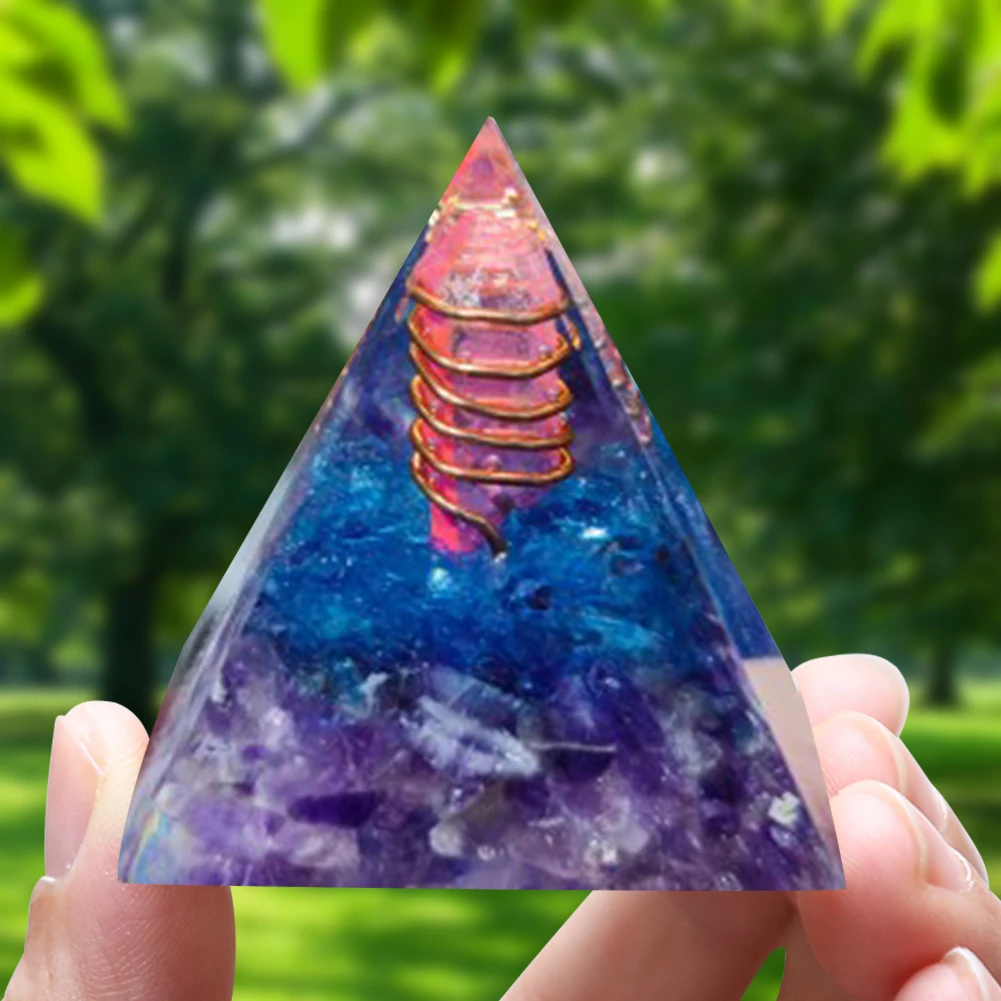 Natural Stone Crystal Orgonite Pyramid Reiki Chakra Healing Gemstone Tower Meditation Protection Office Decor Gifts 3