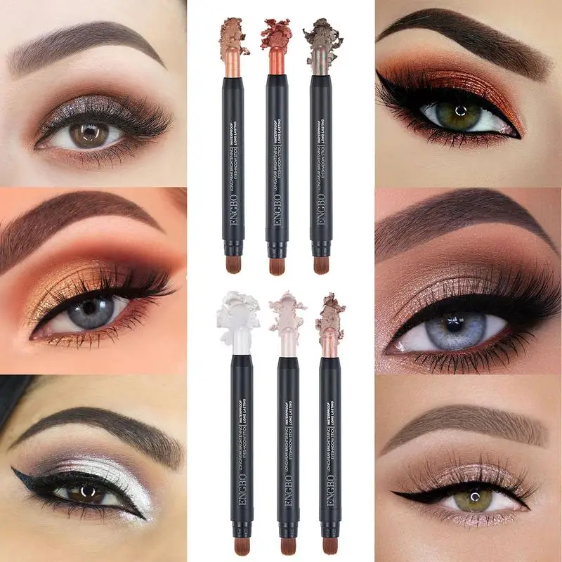 

6 Colors Glitter Eyeshadow Stick Set Waterproof Long Lasting Shimmer Eye Shadow Pen Eyeshadow Crayon Women'Eyes Makeup Tools
