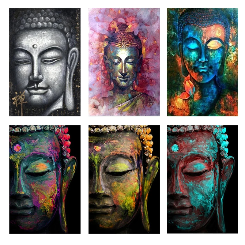 

Colorful Abstract Buddha Statue Canvas Painting Buddhist Art Posters and Prints Home Decor Modern HD Print Pictures Unframed