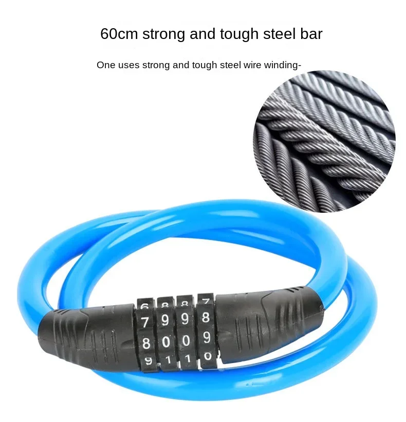 Description Picture 5 of itemAnti-theft Bike Lock 4 Digit Password Bicycle Accessories Bicycle Padlock Electric Scooter Motorcycle Security Steel Chain Lock