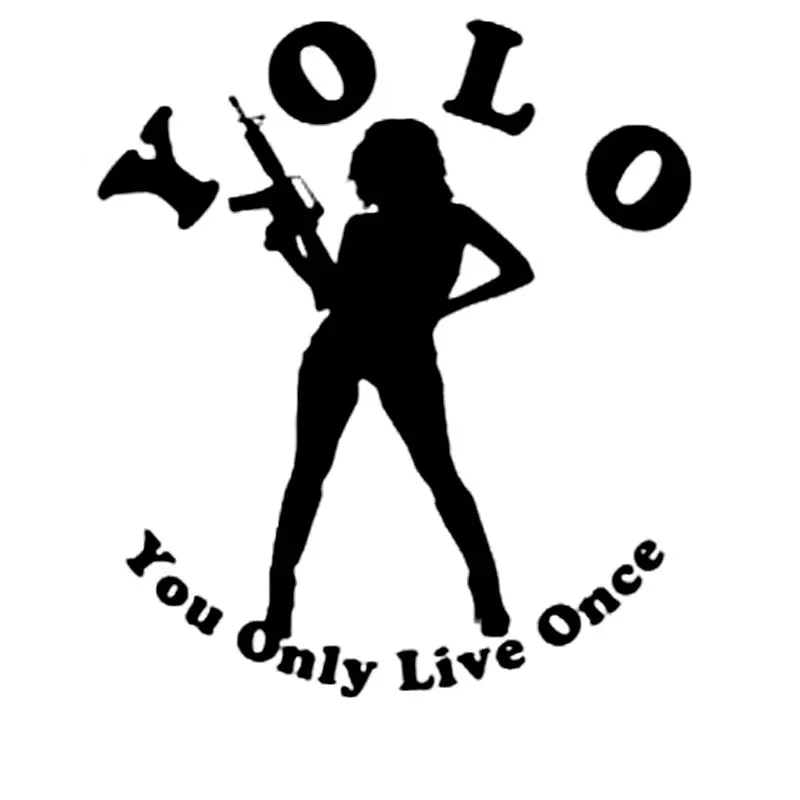 

You Only Live Once Girl Machine Gun Decal Car Decoration Personality Pvc Car Window Waterproof Sticker Black/white, 15cm*13cm