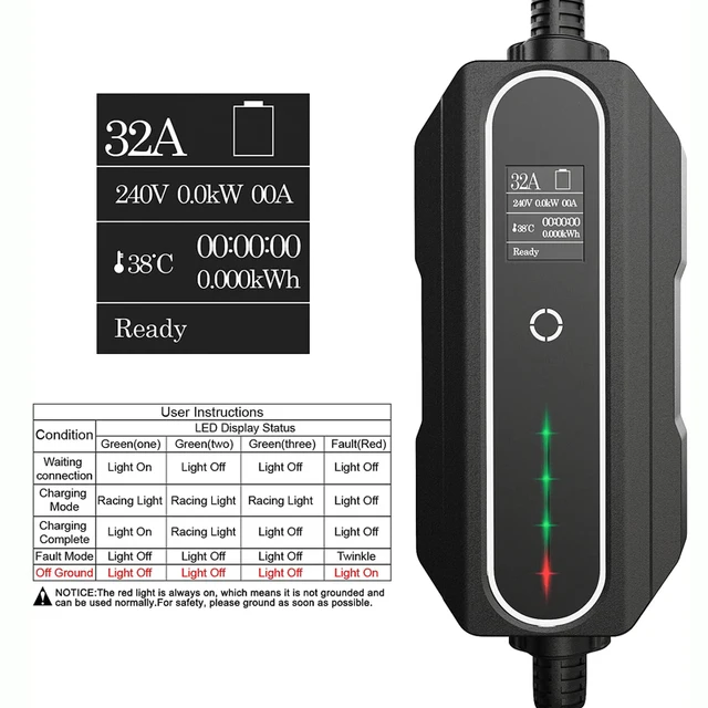 Chargeur Portable à usage domestique, avec prise GB/T, câble EV de 5M 32a  24a 20a 16a 10a, pour voiture électrique - AliExpress