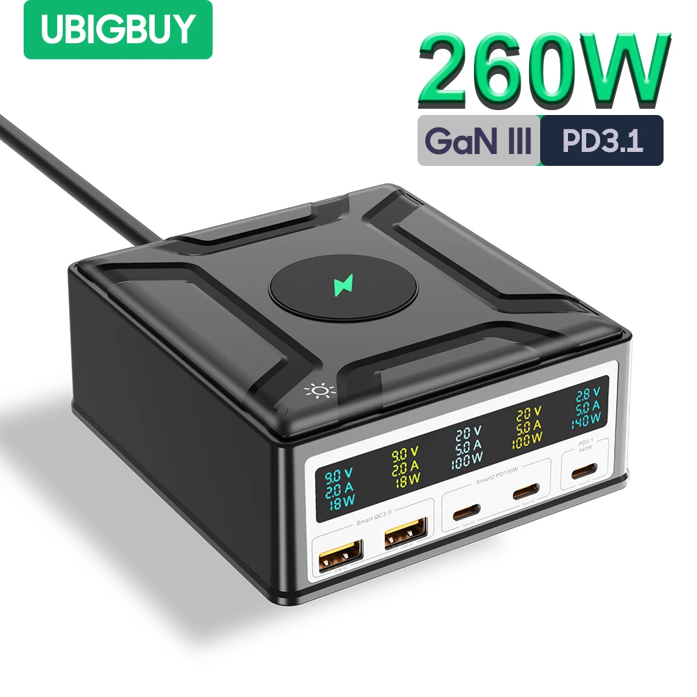 Ubigbuy Charging Station 260W USB GaN