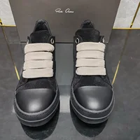 Ricks shoes black suede nubuck casual shoes All-black low-top thick shoelaces. The first layer of cowhide is dirt-resistant. 2