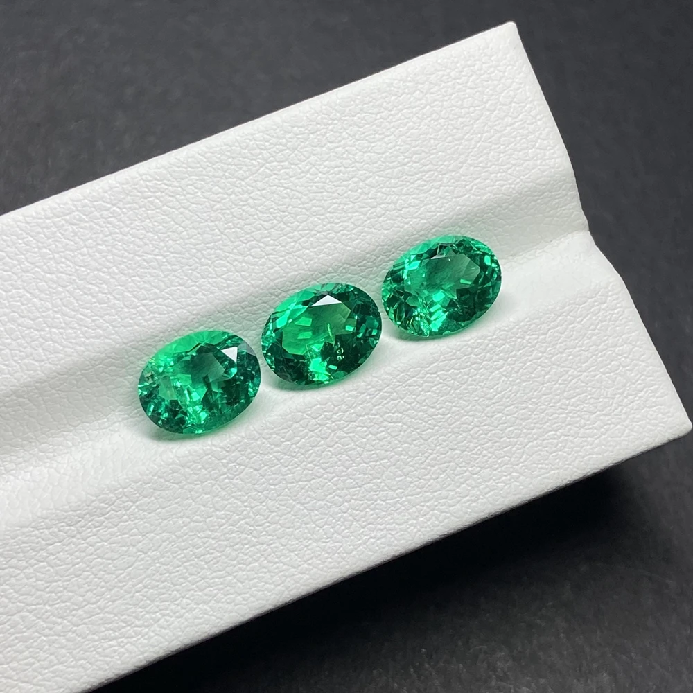 Meisidian Hydrothermal Muzo Green Emerald Stone Oval 9x7mm 1.5 Carat Loose Gemstnoe