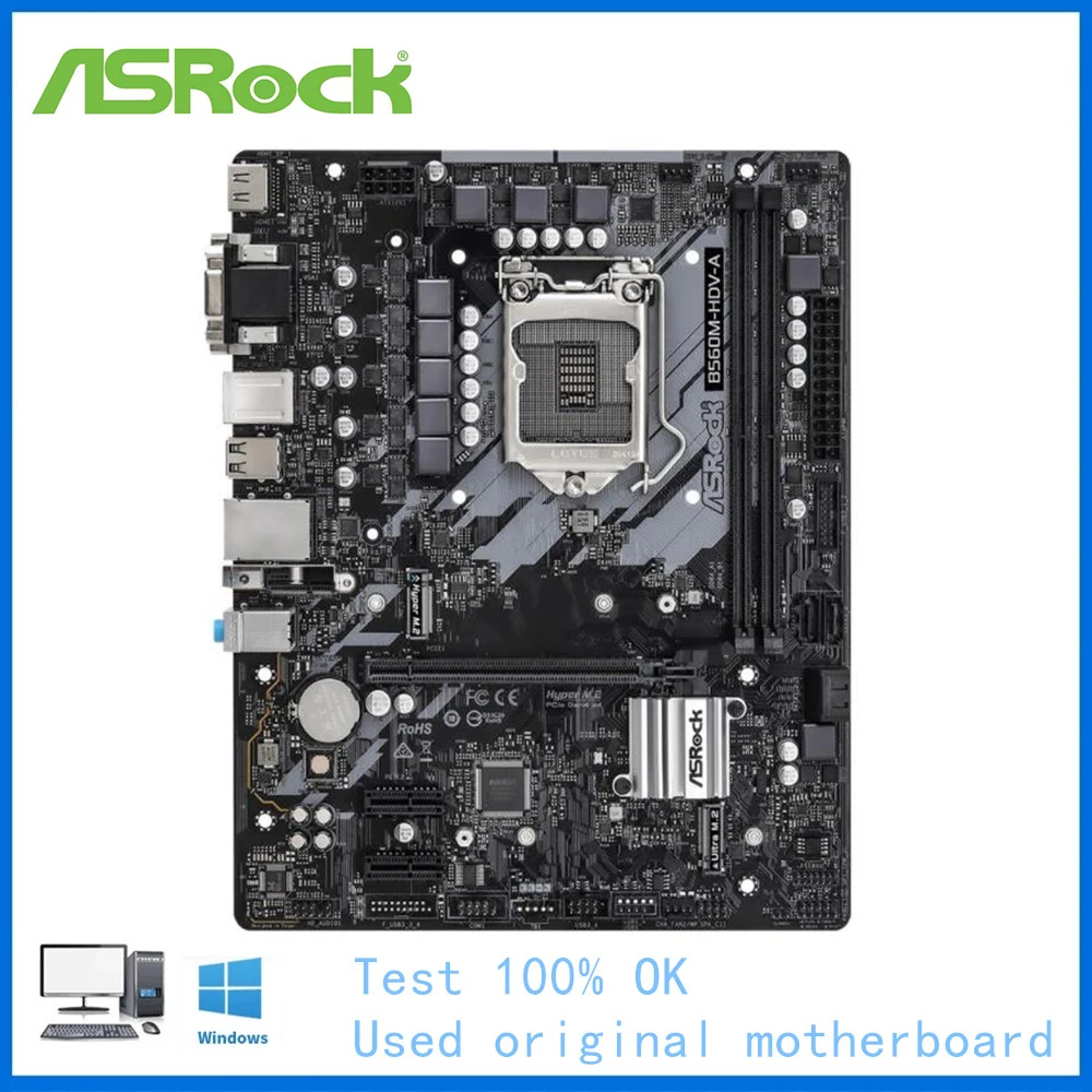 

Материнская плата B560, используемая для ASRock B560M-HDV-A, материнская плата с разъемом LGA1200 DDR4, десктопная материнская плата с поддержкой 11400 11700