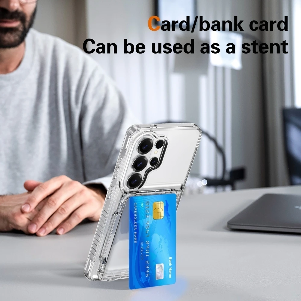 Clear Wallet Case with Credit Card Holder and ID Card Slots - Shockproof Design Cover