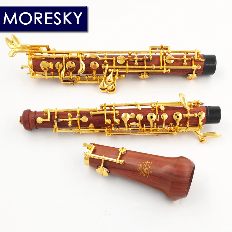 MORESKY Professional C Key Oboe of Redwood Semi/Fulli Automatic Rosewood Style Cupronickel Gold-plated S16
