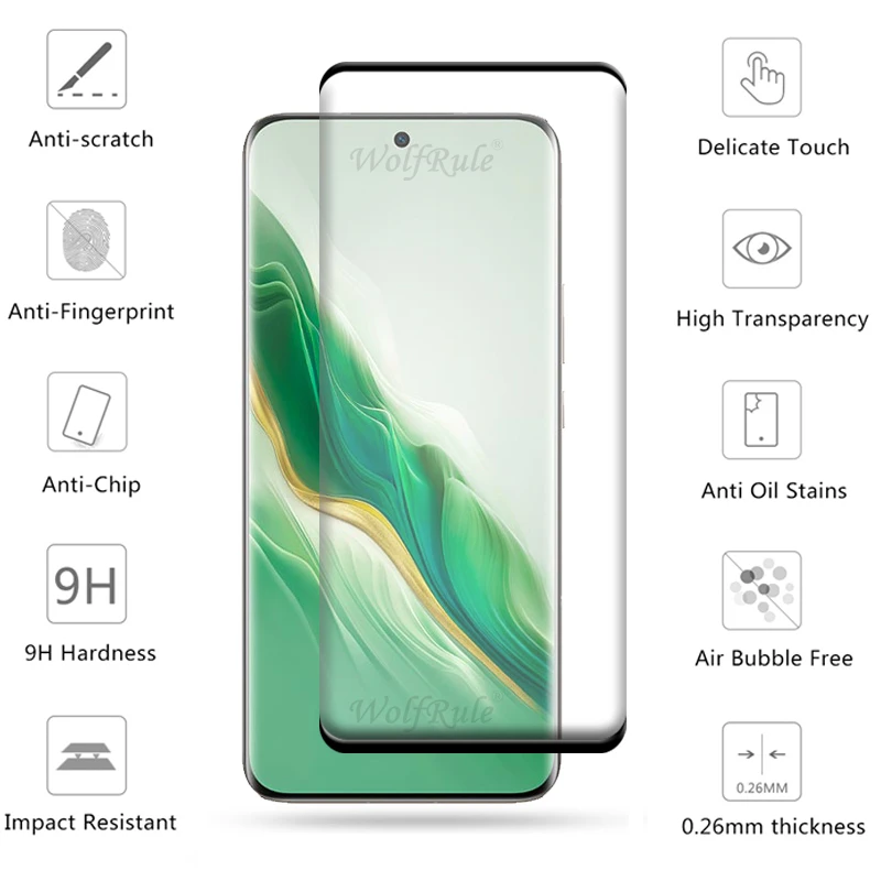 واقي شاشة منحني بالكامل لـ Honor Magic 6 Pro ، زجا...