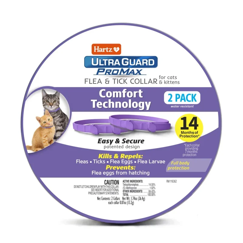 

Ошейник для блох и клещей Hartz UltraGuard ProMax для кошек и котят с технологией комфорта, 2 упаковки
