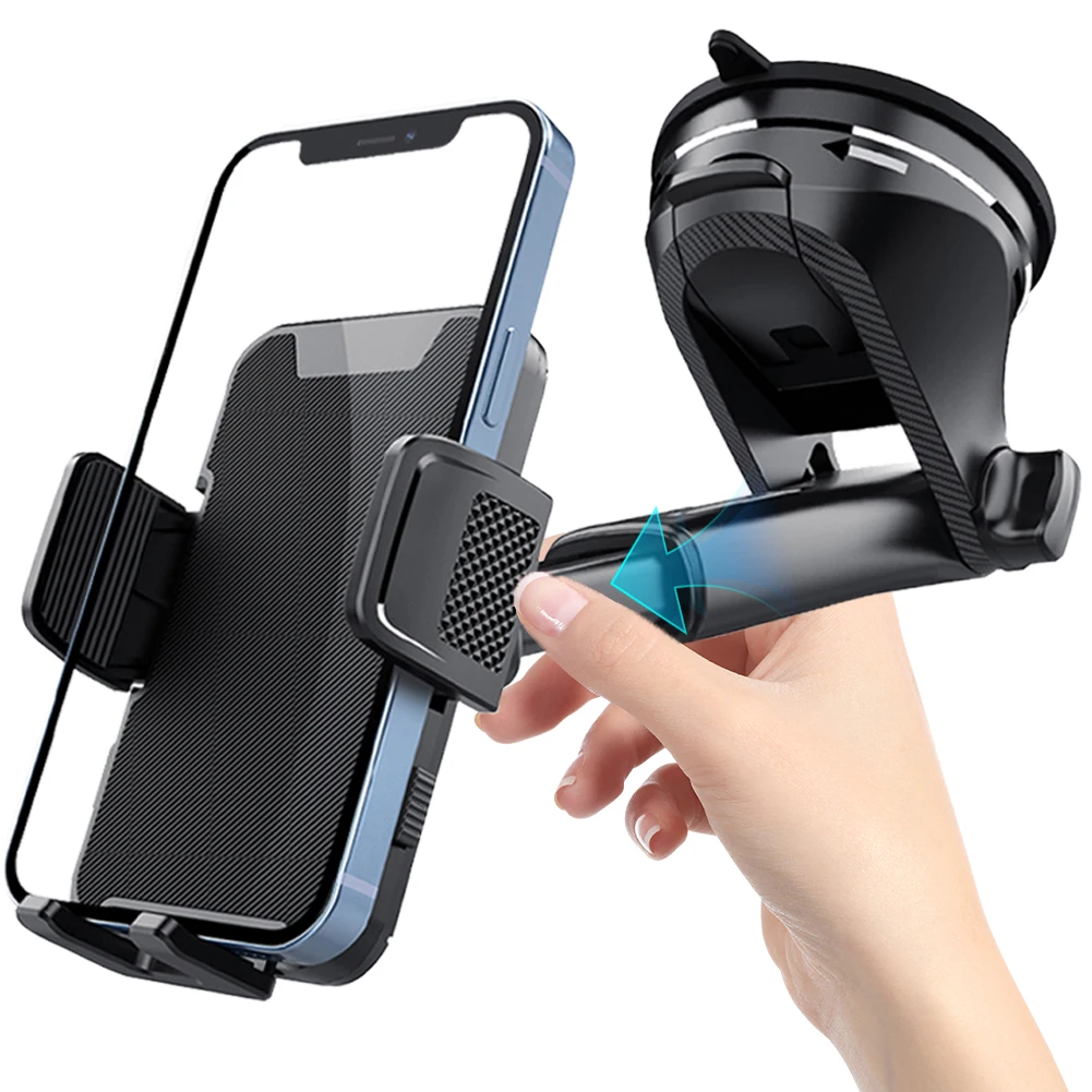 Black ABS Car Phone Holder with 360 Rotation for Trucks and RVs
