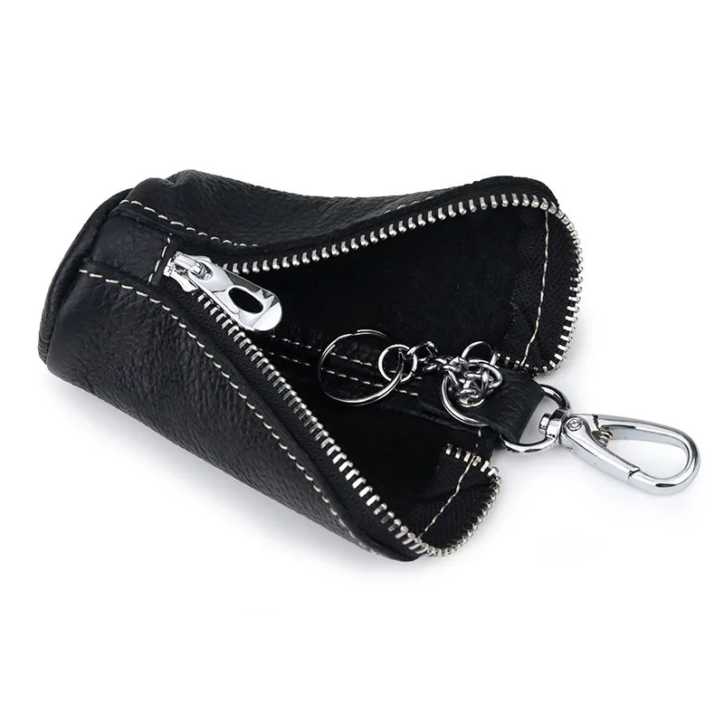 Vintage Genuine Leather Key Wallet Women Keychain Covers Zipper Key Case Bag Men Holder Housekeeper Keys Organizer Pouch
